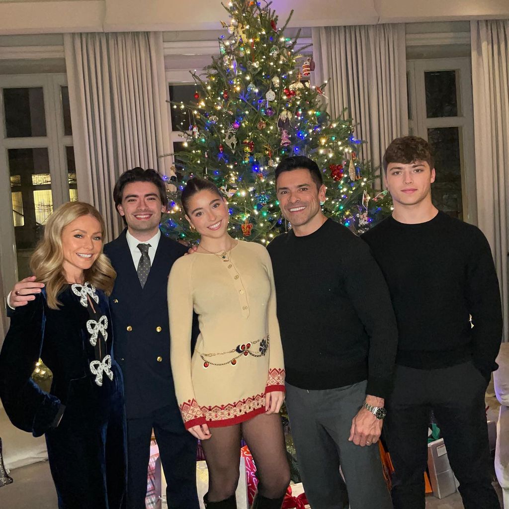 Kelly Ripa and Mark Consuelos with children for Christmas