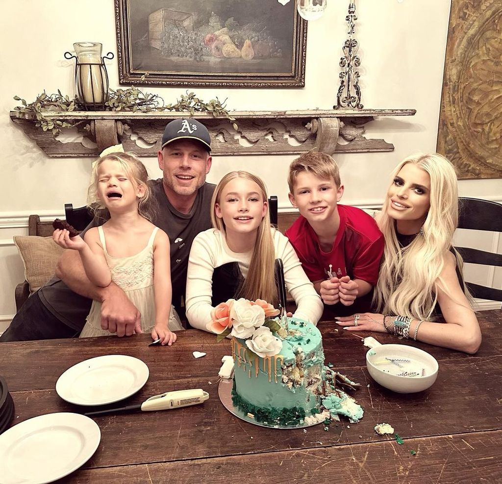 Jessica Simpson with husband Nick and their three children