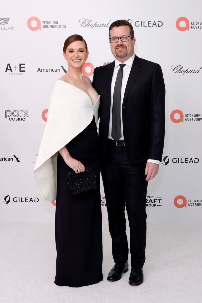 Sarah Drew and Peter Lanfer attend the Elton John AIDS Foundation's 32nd Annual Academy Awards Viewing Party on March 10, 2024 