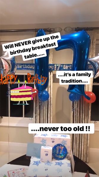 ruth langsford celebrates son birthday with table