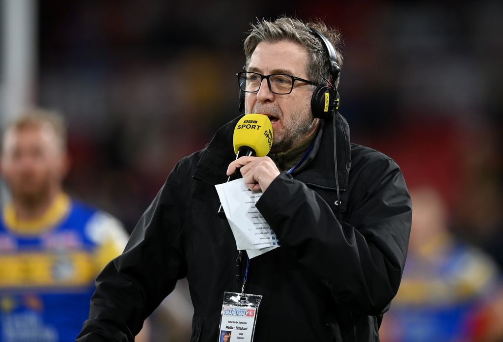 Mark Chapman reporting at a rugby match