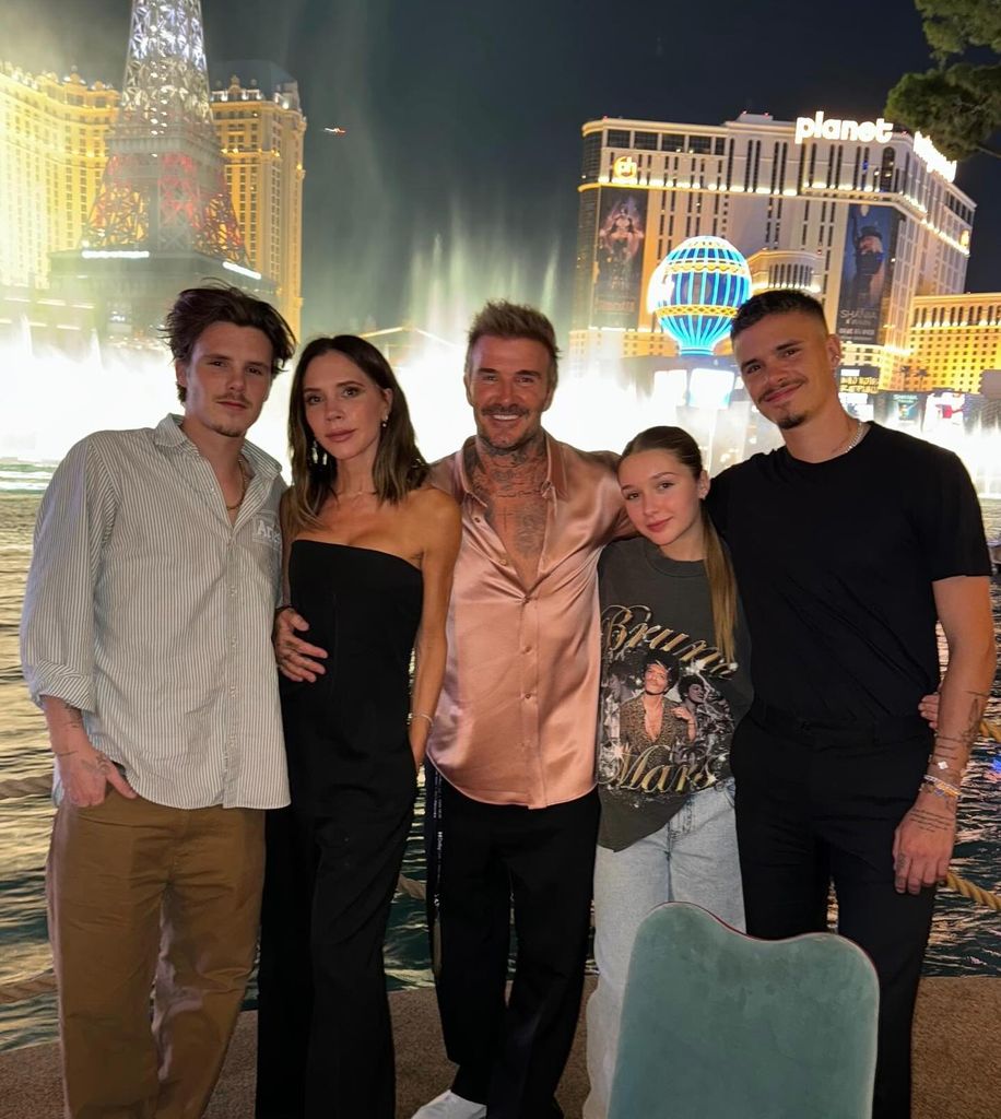 família beckham posando em las vegas 