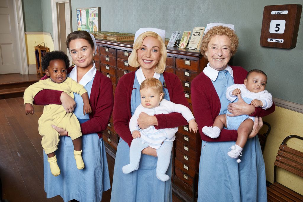 Megan Cusack, Helen George and Linda Bassett in Call The Midwife  - EMBARGO 29 DEC