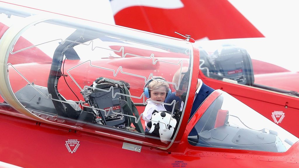 Prince George in the cockpit of a Red Arrow