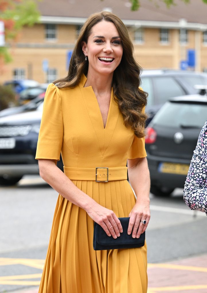 Kate Middleton visits the Royal Surrey County Hospital's Maternity Unit at Royal Surrey County Hospital on October 05, 2022 in Guildford, England. 