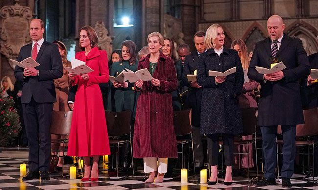 Prince William, Kate Middleton, Sophie Wessex and Mike and Zara Tindall at Christmas Carol Concert