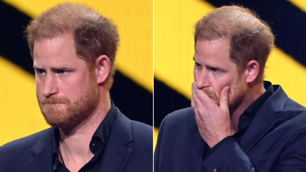 Prince Harry gets emotional as he makes a speech during the closing ceremony of the Invictus Games Düsseldorf 2023 