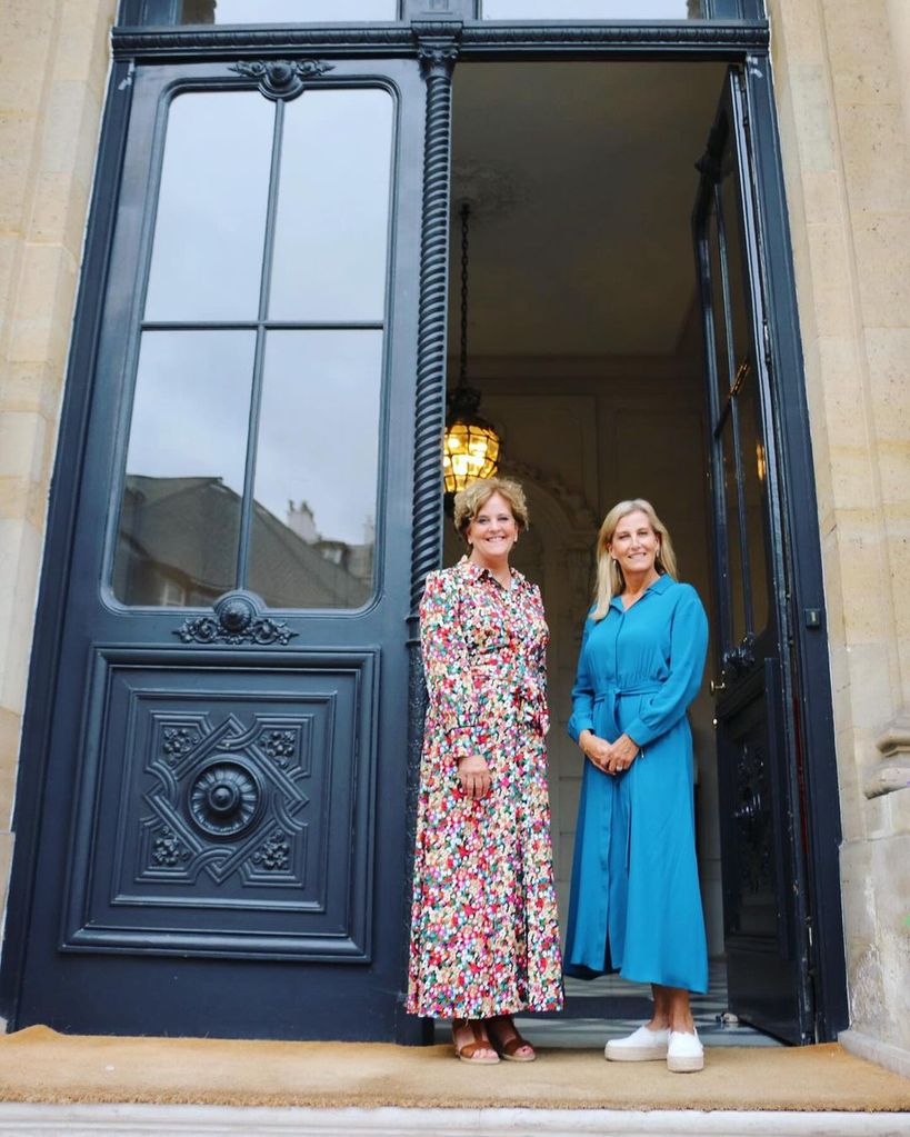 Duchess Sophie looked beautiful in blue as she touched down in Paris