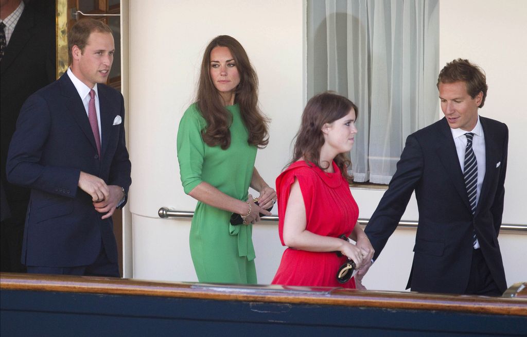 Prince William, Kate Middleton and Princess Eugenie on the Royal Yacht Britannia