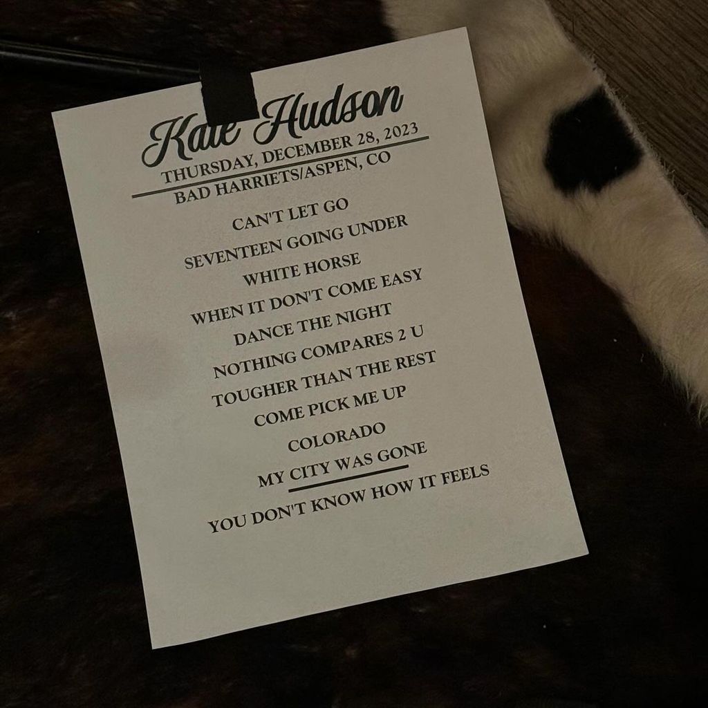 Kate's set list