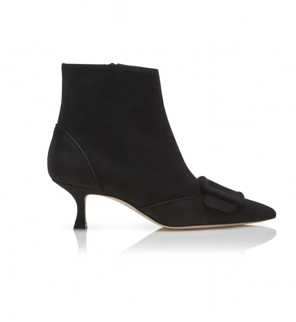 Baylow Black Suede Buckle Detail Ankle Boots
