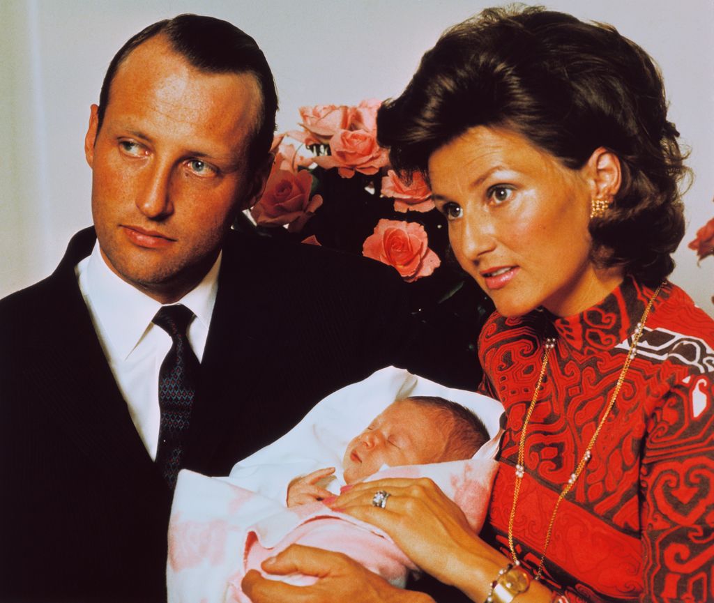 Harald and Sonja with newborn daughter Martha Louise