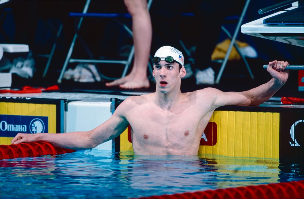 Michael Phelps of the U.S.A looks up after the 200m Individual Medley during the U.S Olympic Swimming Trials