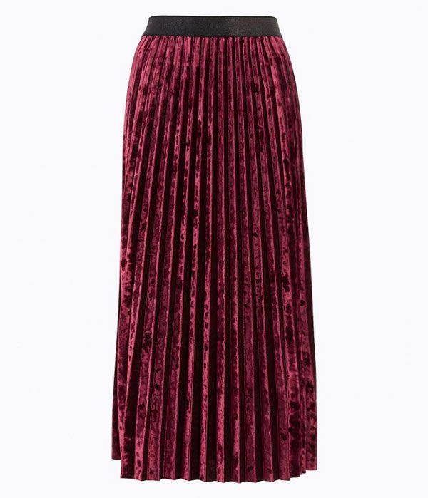 M&S velvet pleated skirt