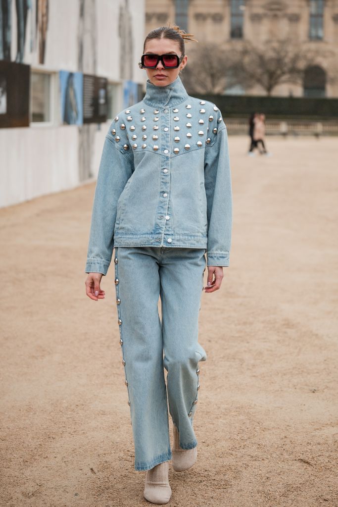 Neat as a pin studs, spotted outside the Off-White AW24 show in Paris. 