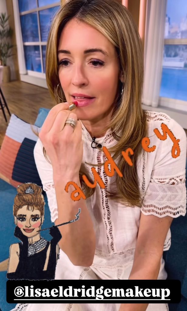 Cat Deeley posted a photo of herself applying the Lisa Eldridge 'Audrey' lipstick - the same colour Audrey Hepburn wore in Breakfast at Tiffany's
