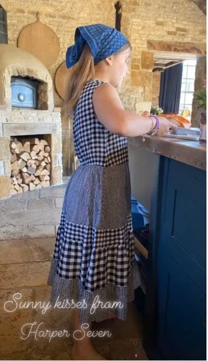 A photo of Harper Beckham inside her countryside home kitchen