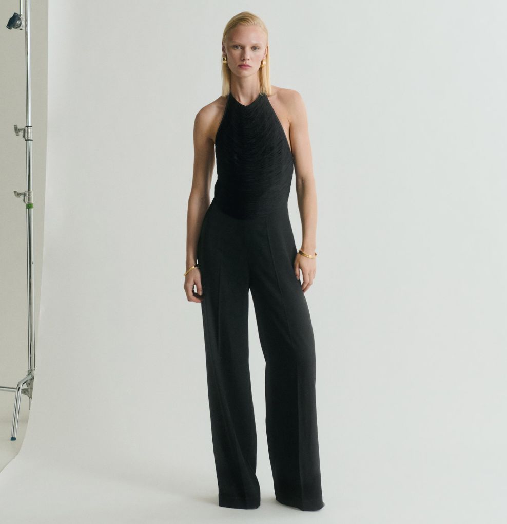 Mango black halterneck jumpsuit