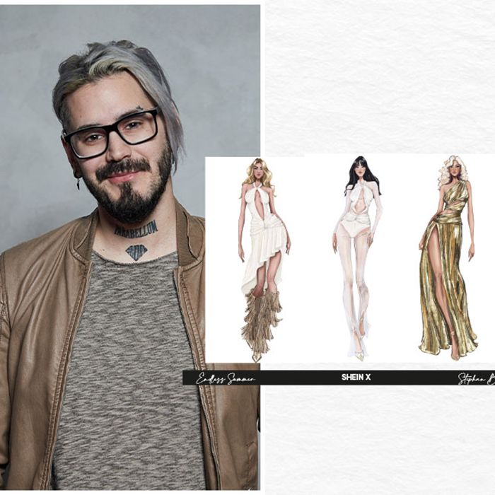 Stephan, a top ten finalist of the SHEIN contest next to her moodboard