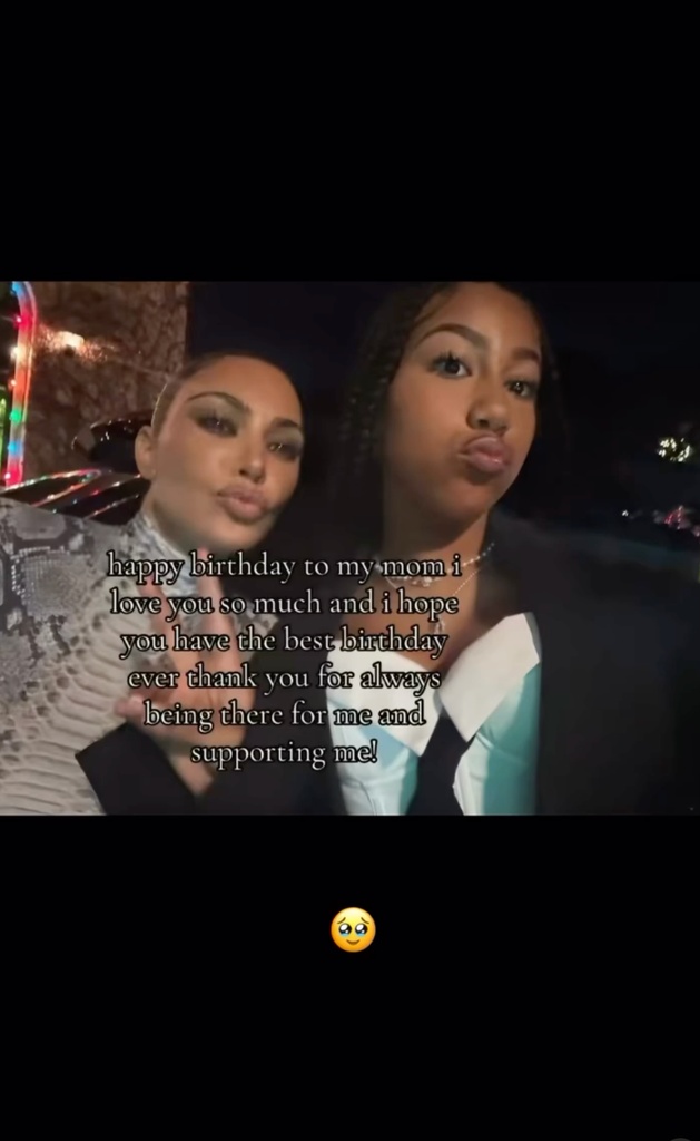 north west posing with kim kardashian selfie