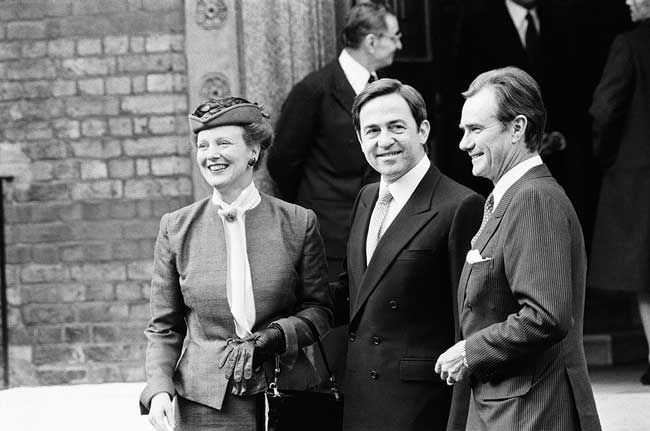 King Constantine pictured with Queen Margrethe and Prince Henrik in 1983