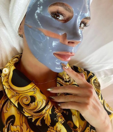 Victoria Beckham wearing 111SKIN sheet mask