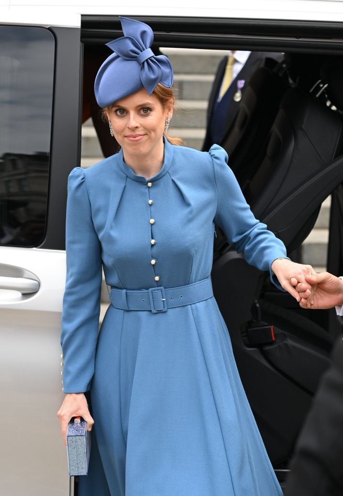 Princess Beatrice wearing a 'Wifey for Lifey' bag bu Sophia Webster 