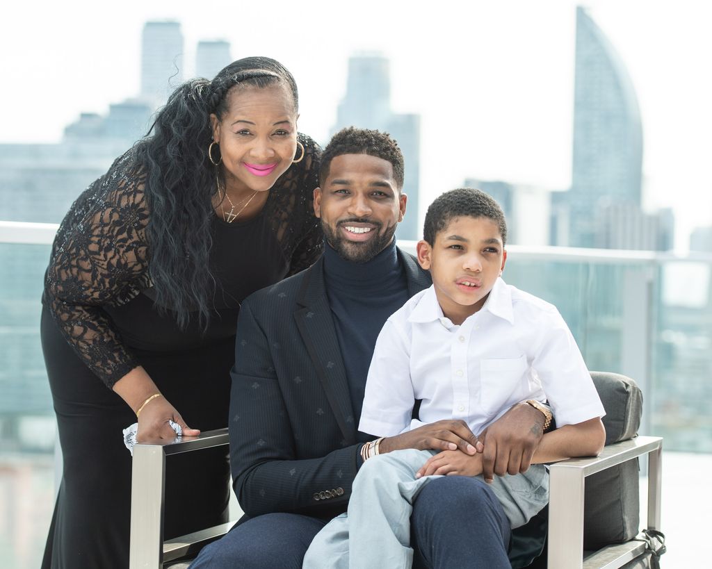 TORONTO, ON - AUGUST 09: (L-R) Mother Andrea Thompson, NBA Player Tristan Thompson and brother Amari Thompson attend The Amari Thompson Soiree in support of Epilepsy Toronto at The Globe and Mail Centre on August 9, 2018 in Toronto, Canada.  (Photo by George Pimentel/Getty Images)