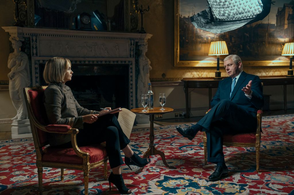 Ruth Wilson as Emily Maitlis interviewing Michael Sheen as Prince Andrew