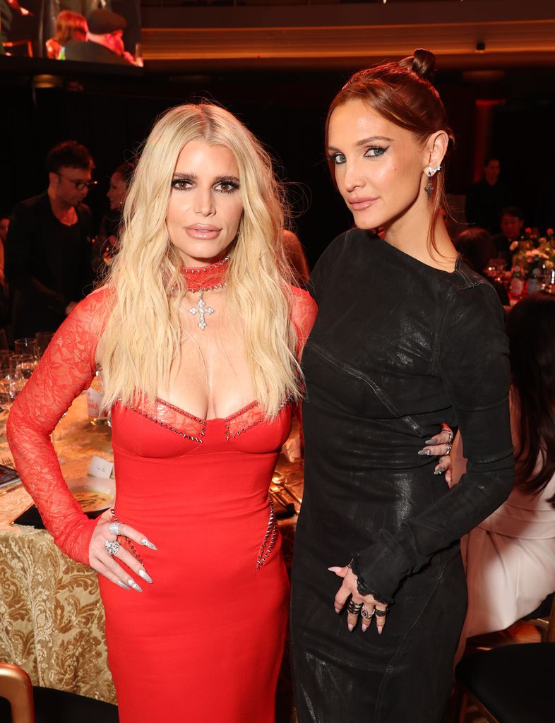 Jessica Simpson and Ashlee Simpson attend the Jam for Janie GRAMMY Awards Viewing Party presented by Live Nation at Hollywood Palladium on February 04, 2024 in Los Angeles, California