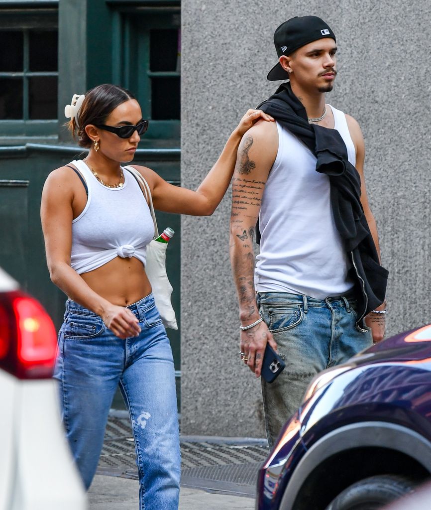 Romeo Beckham and Gray Sorrenti walking