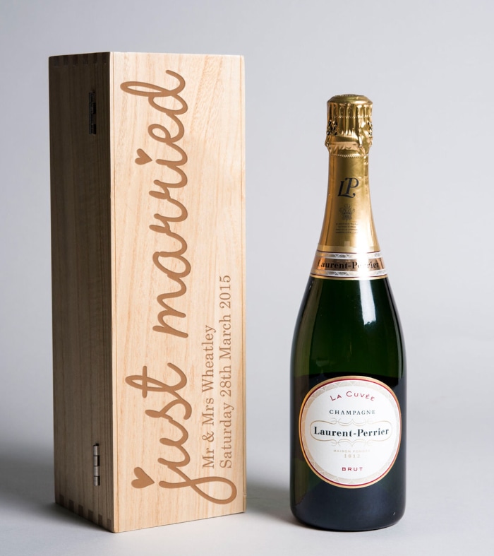 personalised just married champagne 