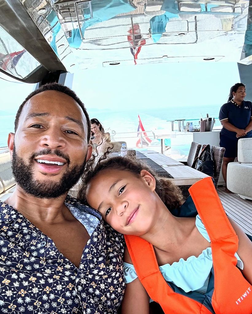 John Legend on holiday in Thailand with daughter Luna on a boat