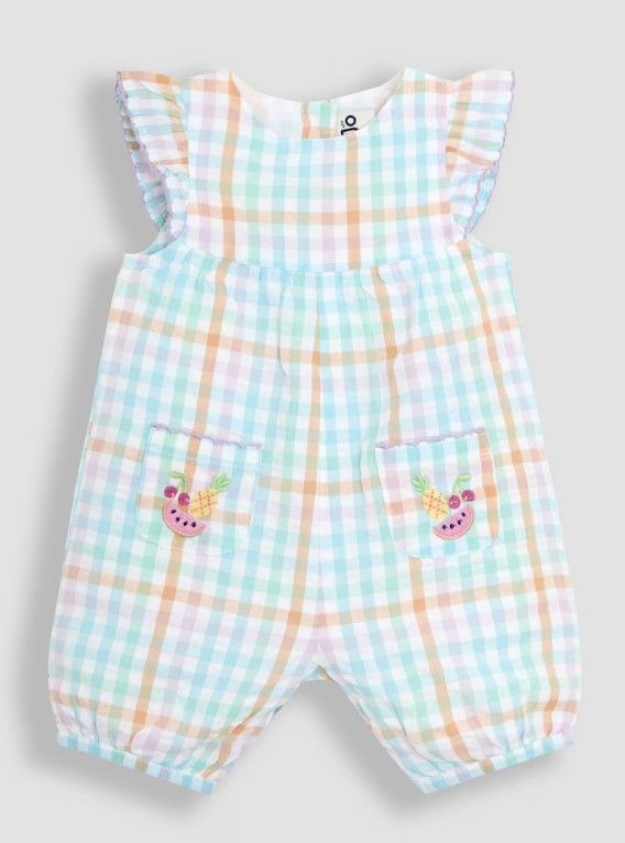'Rainbow Gingham Buah Bordir Sunsuit', £ 22, JoJo Maman Bebe