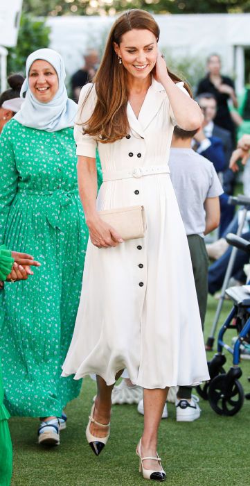 Kate Middleton Is Pretty in a Pink Button Dress & Pointed Block Heels at  Wimbledon