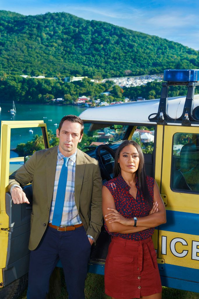 Ralf Little as DI Neville Parker and Josephine Jobert as DS Florence Cassell in Death In Paradise 