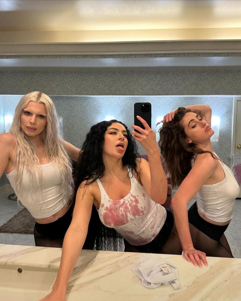 Charli with it girls Julia Fox and Rachel Sennott filming the "360" music video