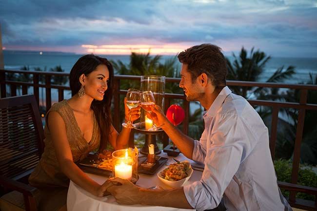 couple romantic meal honeymoon