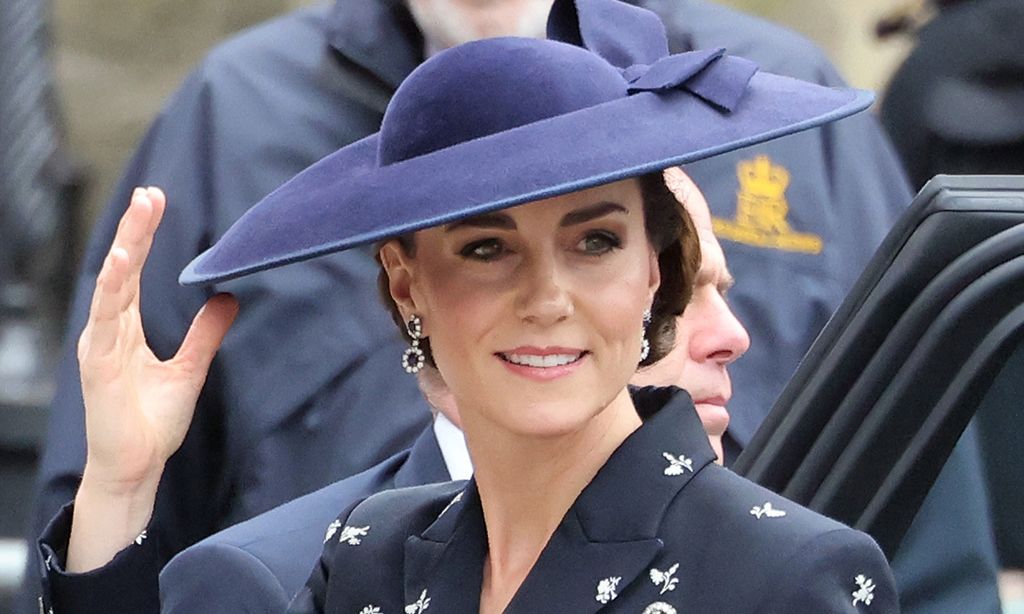 Kate Middleton Floral Suit Navy Commonwealth Day Service