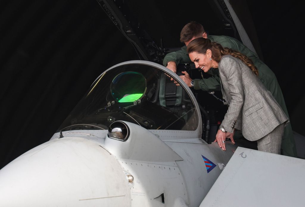 Kate Middleton looking at a Quick Reaction Alert Typhoon aircraft