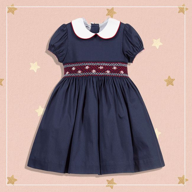 Beatrice and George Navy Blue Smocked Dress