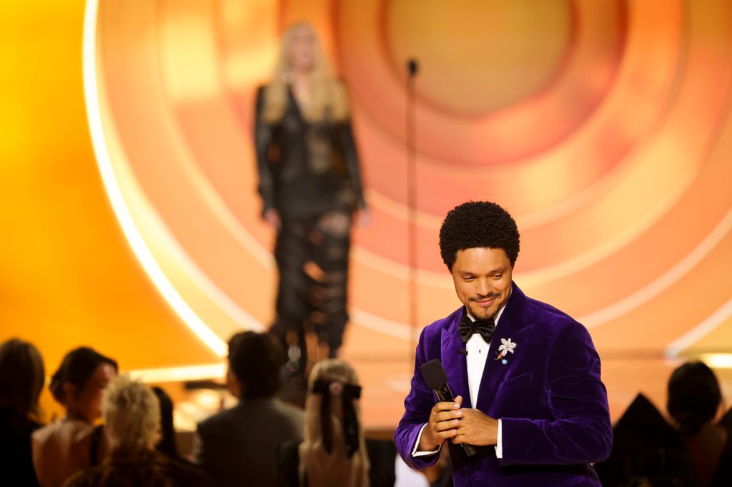 Trevor Noah with Cher, presenting the award for Record of the Year at The 68th Annual Grammy Awards, broadcasting live Sunday, February 1, 2026 on the CBS Television Network, and streaming live and on demand on Paramount+*