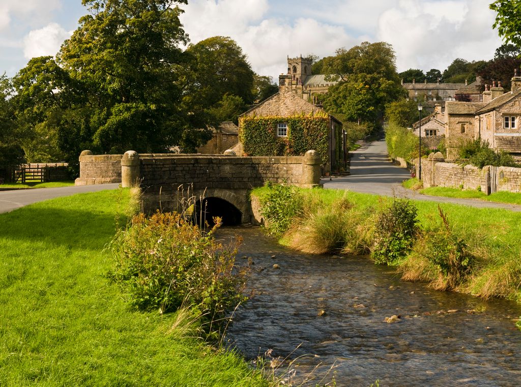 The beautiful English village of Downham in the Ribble valley in Lancashire.