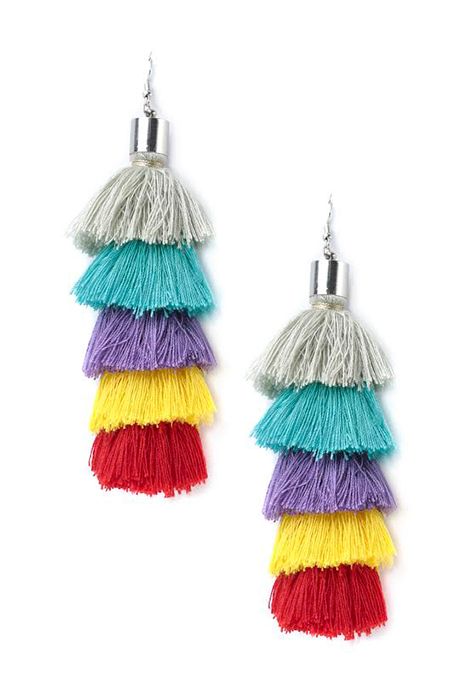 rainbow tassel earrings