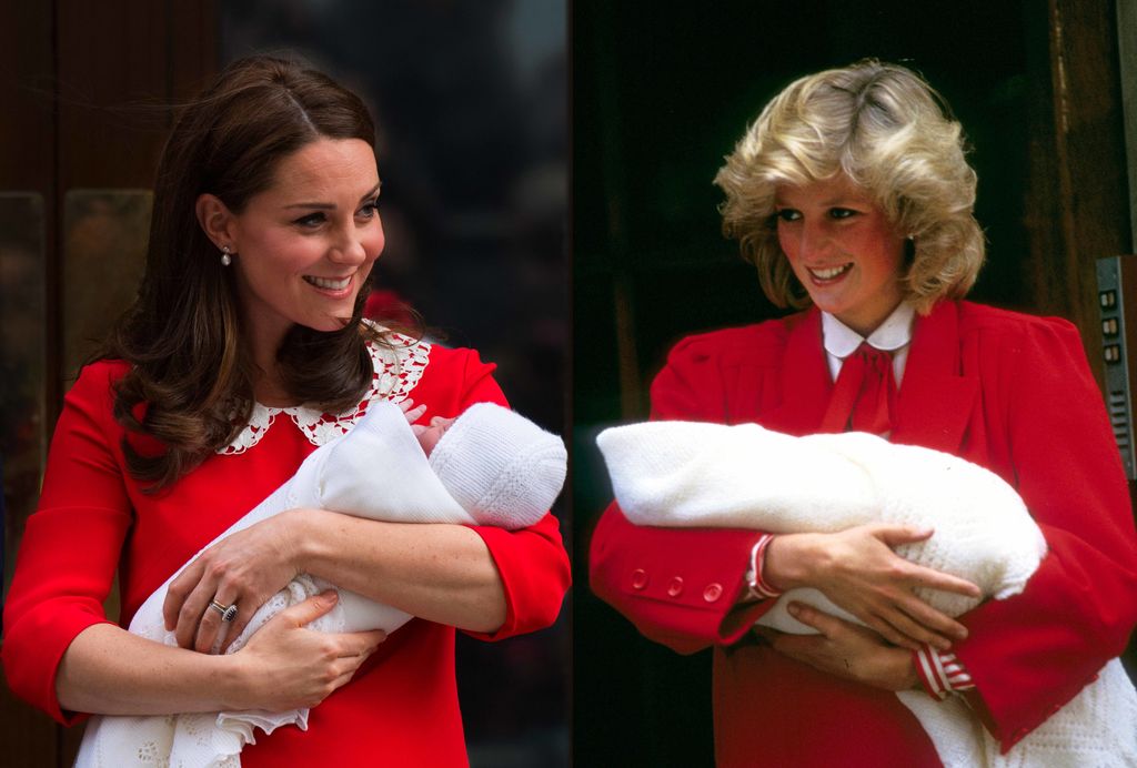 Kate and Diana in red outfits to leave hospital after childbirth