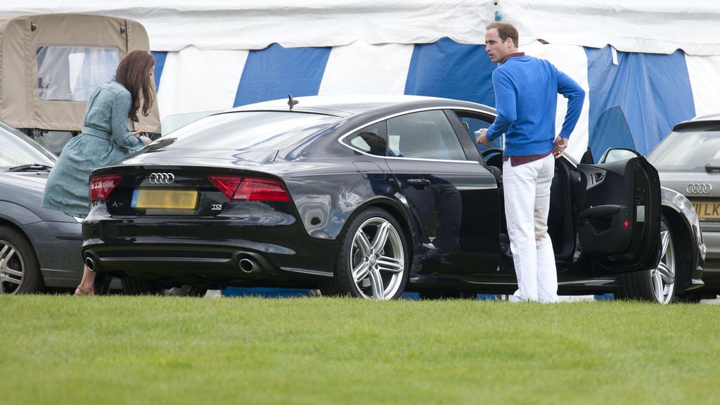 The Duke and Duchess Of Cambridge leaving a polo match in a swish Audi A7