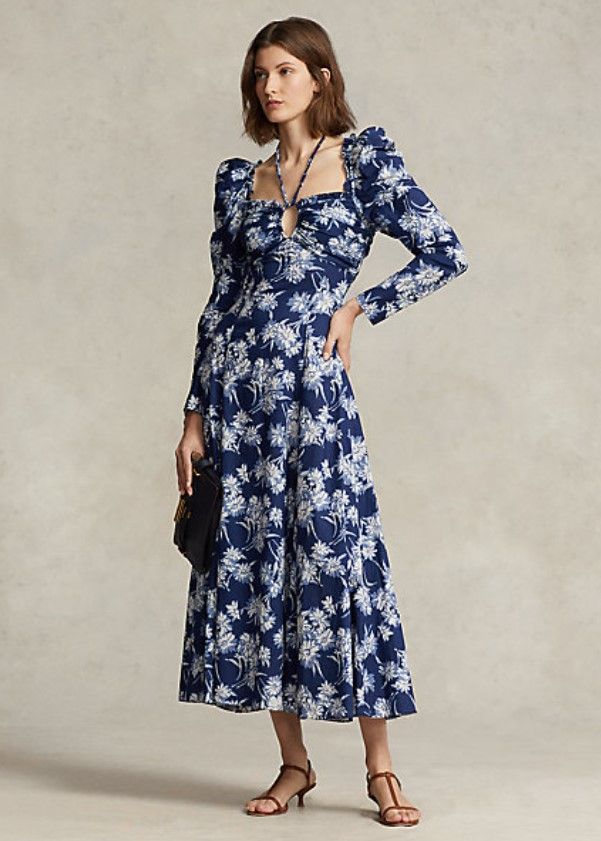 Ralph Lauren Floral Cotton Halter-Tie Dress