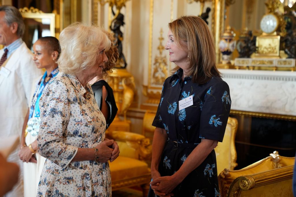 Queen Camilla talking with Victoria Derbyshire