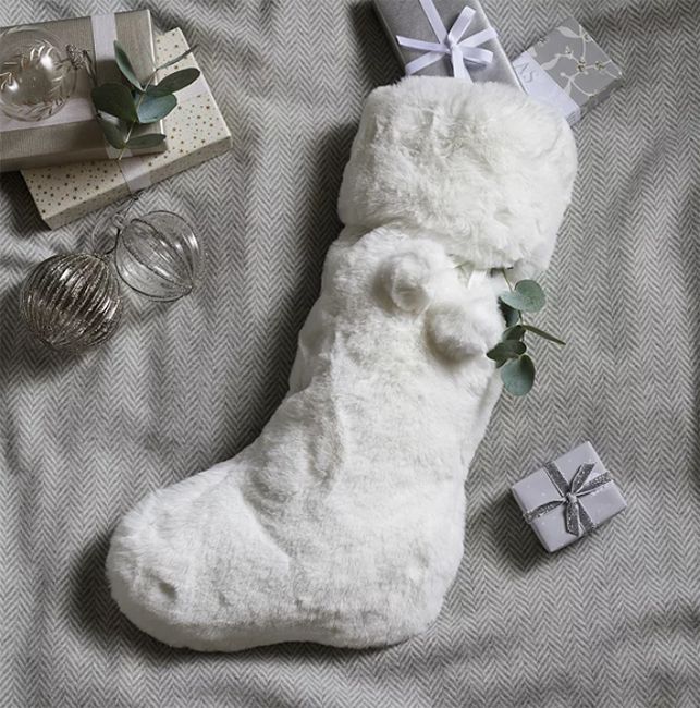 the white company faux fur christmas stocking 