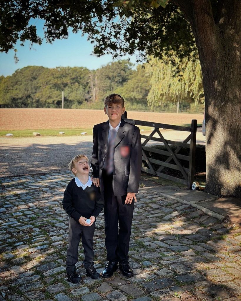 Rex and Leighton in school uniform